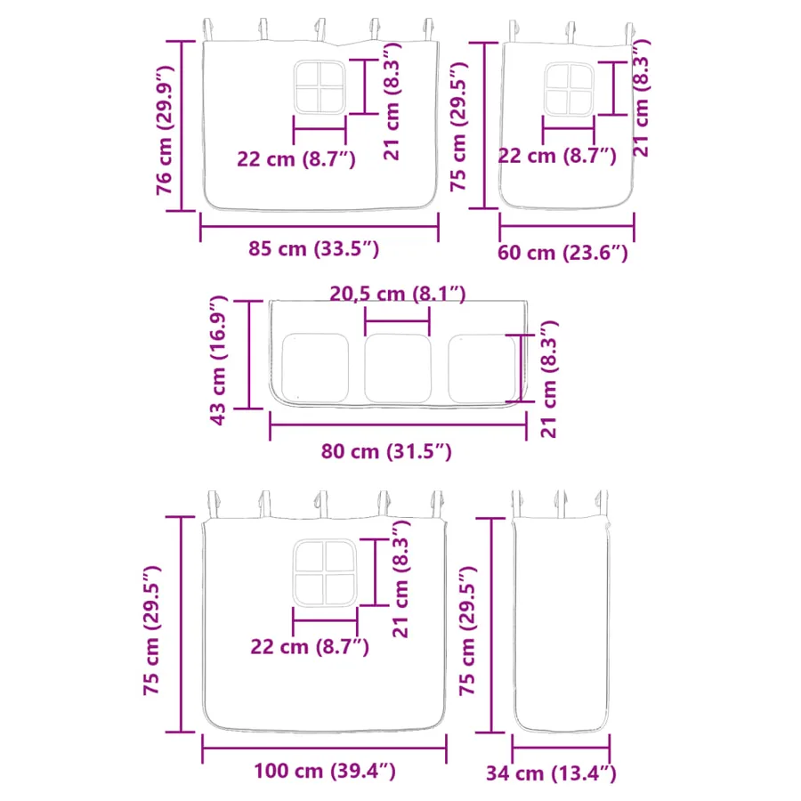 Lit mezzanine enfants avec rideaux sans matelas bleu 90x190 cm - 16