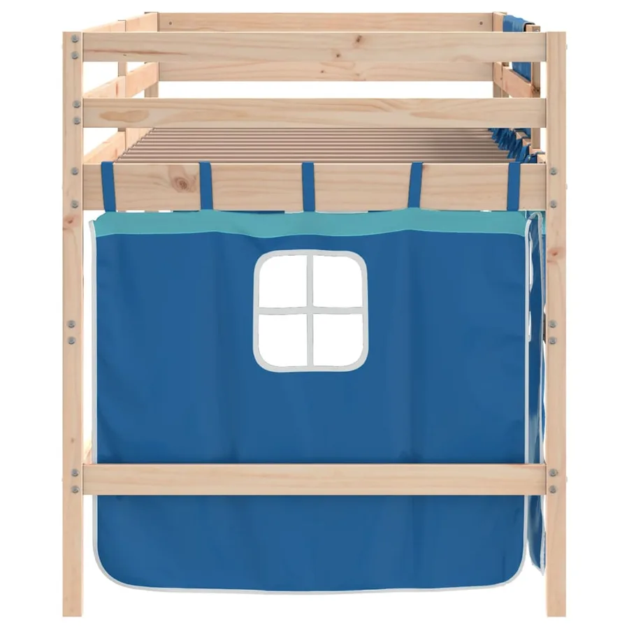 Lit mezzanine enfants avec rideaux sans matelas bleu 90x190 cm - 8
