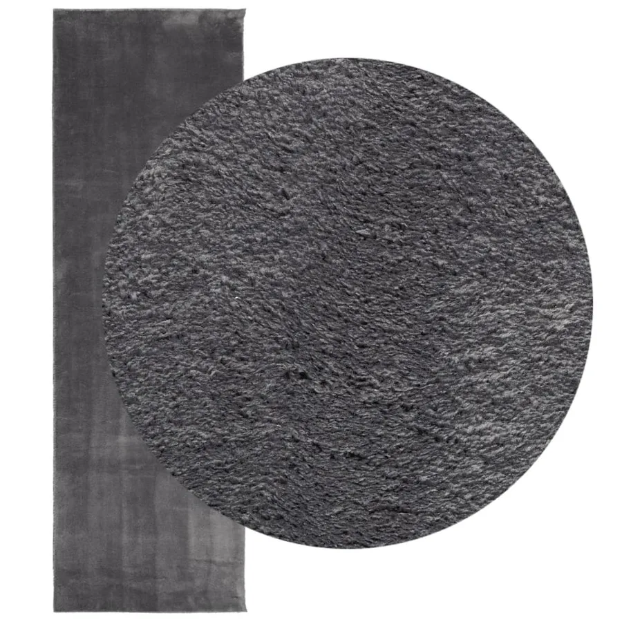 Tapis HUARTE à poils courts doux et lavable anthracite 80x250cm - 3