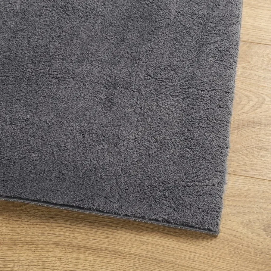 Tapis HUARTE à poils courts doux et lavable anthracite 80x250cm - 4