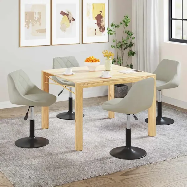 Chaises pivotantes à manger lot de 4 crème velours