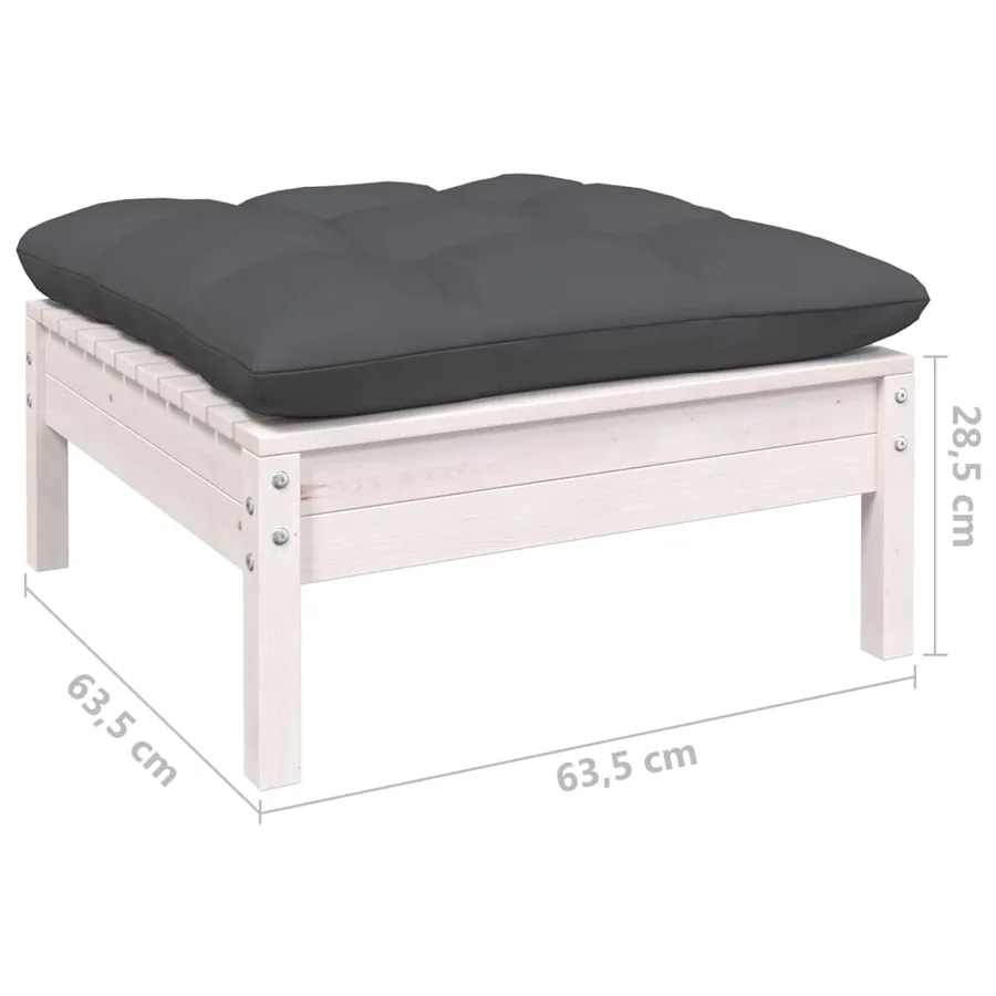 Salon de jardin 4 pcs avec coussins blanc bois de pin - 9