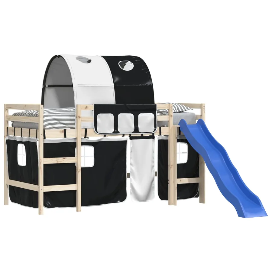 Rideaux pour lit mezzanine avec tunnel blanc et noir polyester - 4