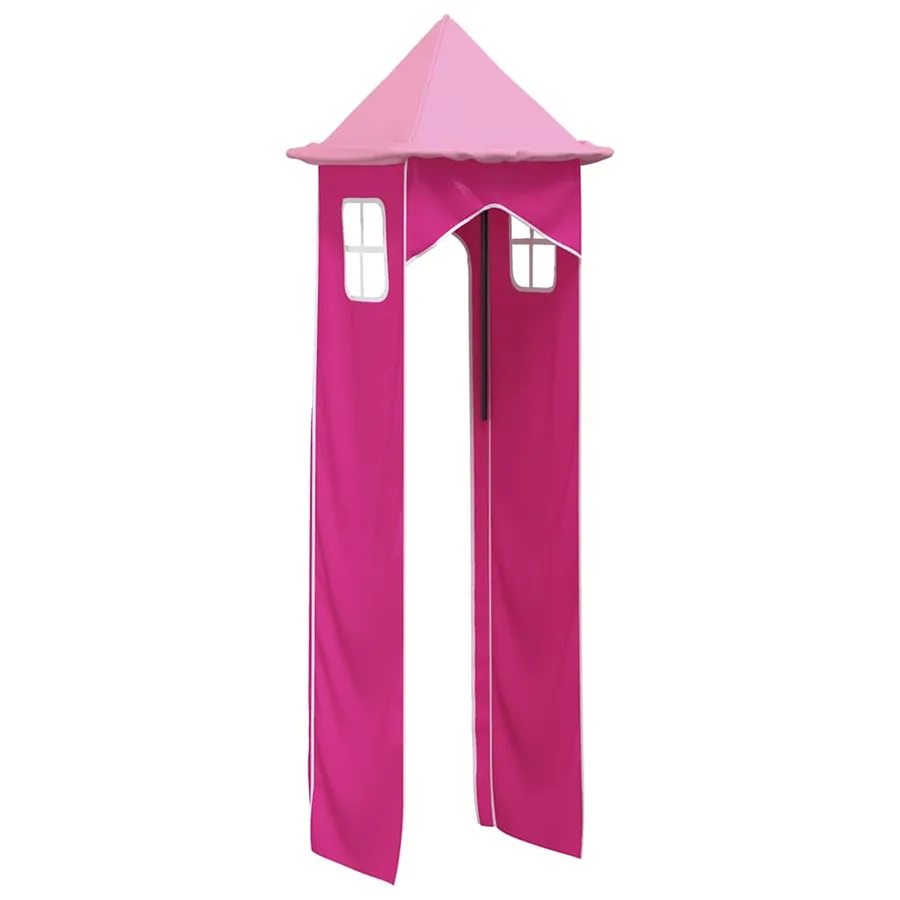 Rideaux pour lit mezzanine avec tunnel et tour rose - 15