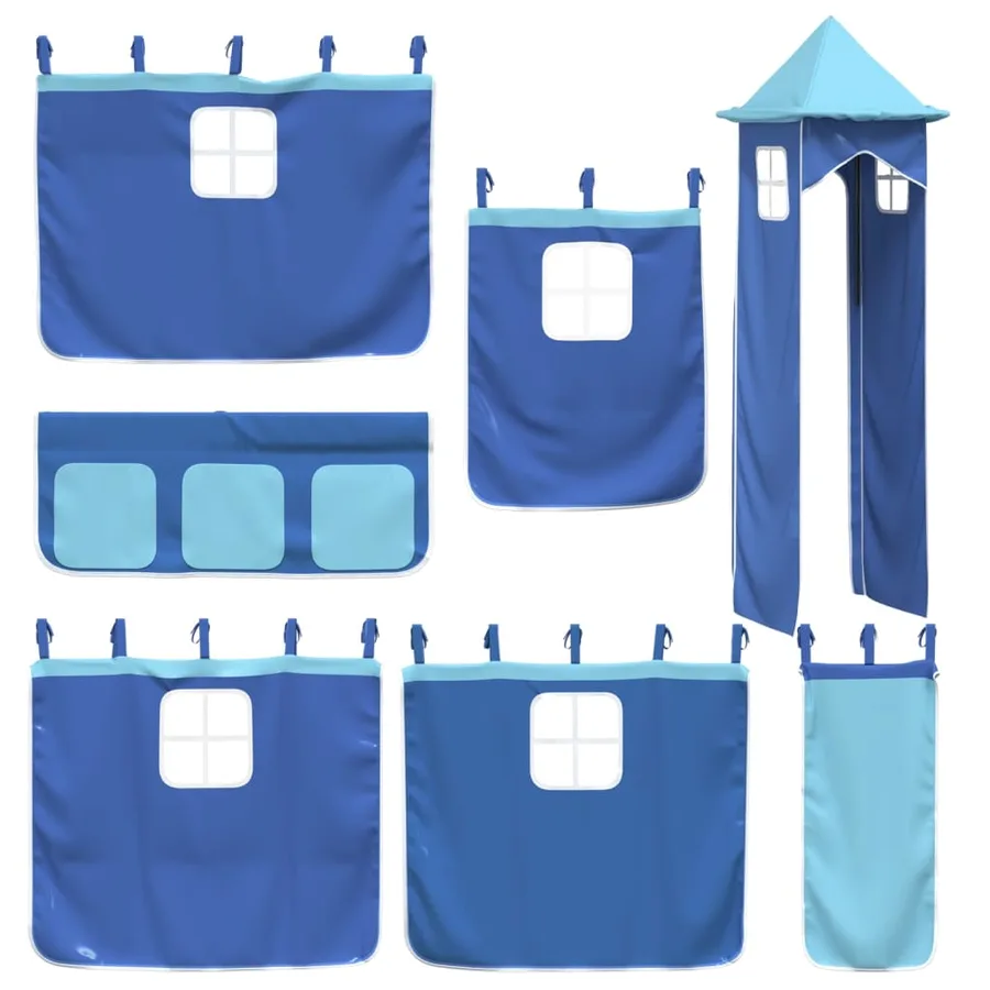Rideaux pour lit mezzanine avec tour bleu polyester - 3