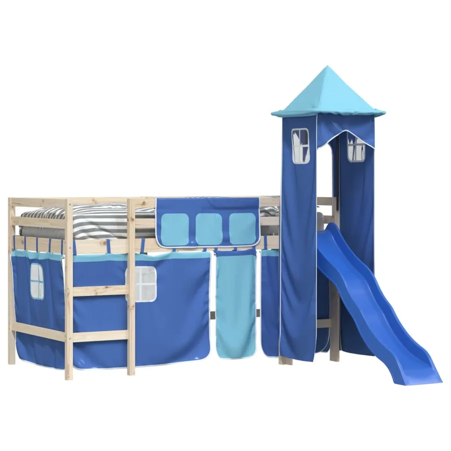 Rideaux pour lit mezzanine avec tour bleu polyester - 4