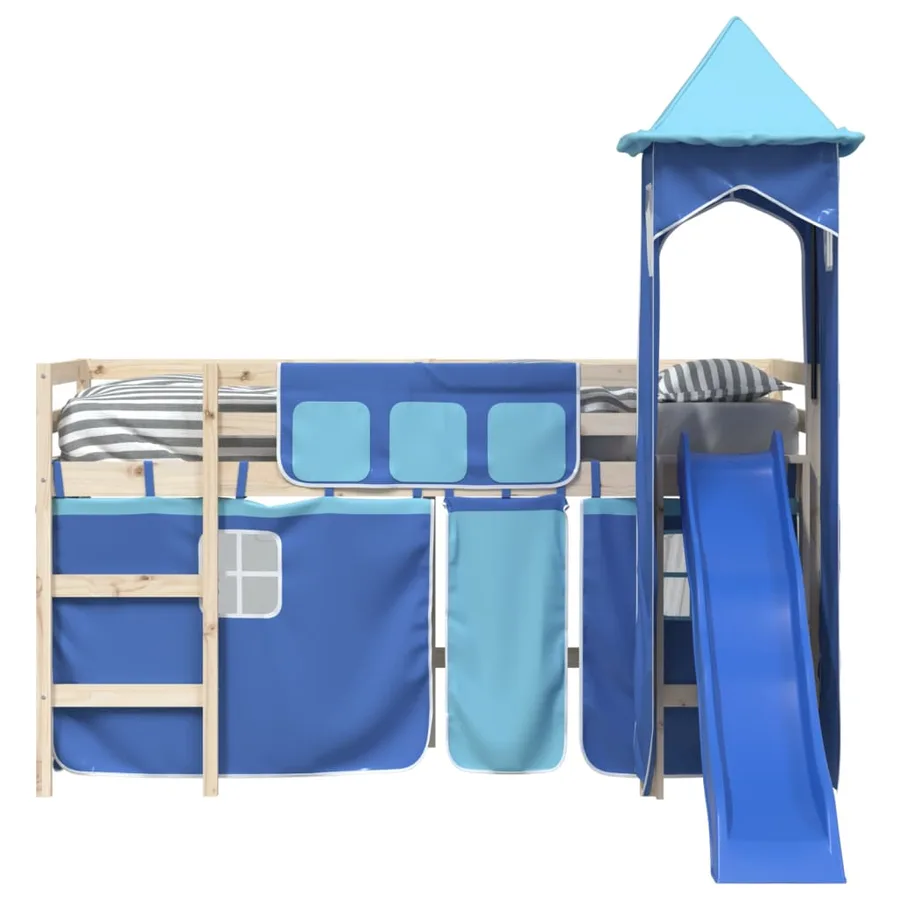 Rideaux pour lit mezzanine avec tour bleu polyester - 5