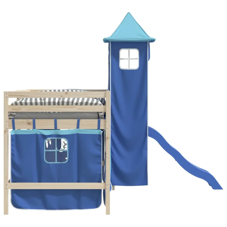 Rideaux pour lit mezzanine avec tour bleu polyester - 6