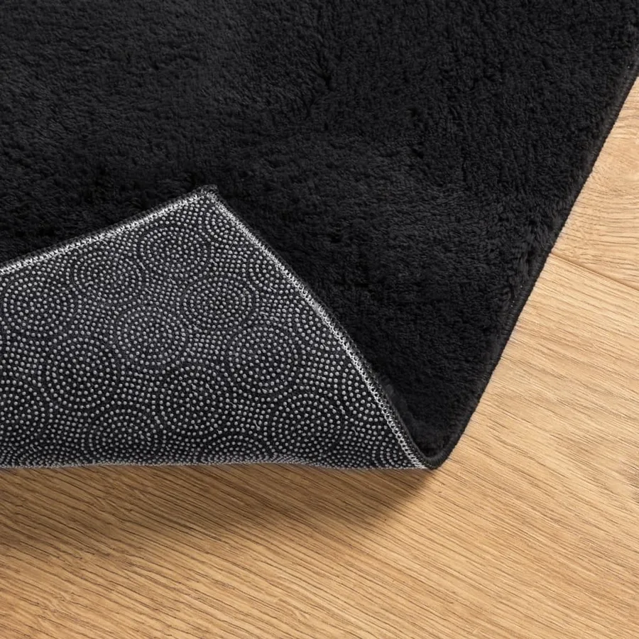 Tapis HUARTE à poils courts doux et lavable noir 200x200 cm - 5