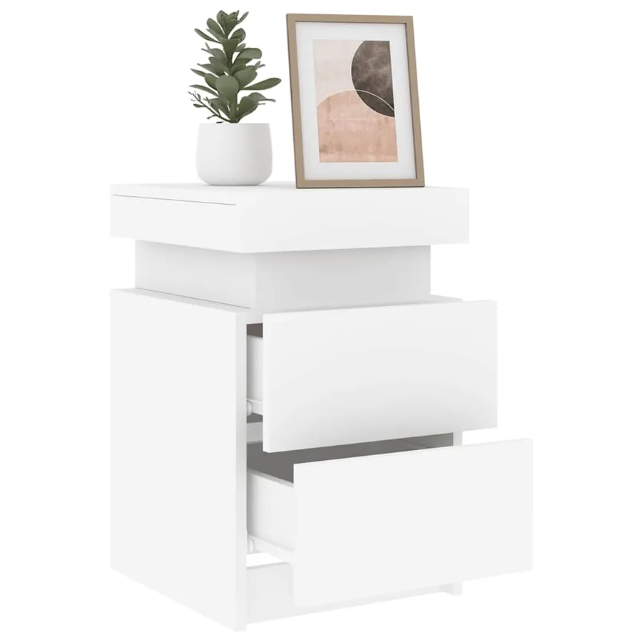 Table de chevet avec lumières LED blanc 35x39x55 cm - 14