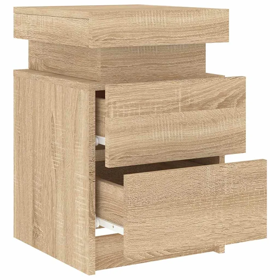 Tables de chevet et lumières LED 2 pcs chêne sonoma 35x39x55 cm - 7