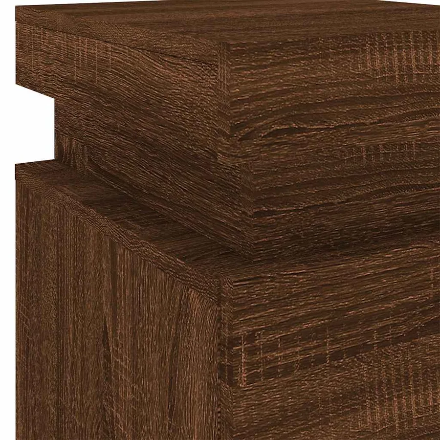 Table de chevet avec lumières LED chêne marron 35x39x55 cm - 10