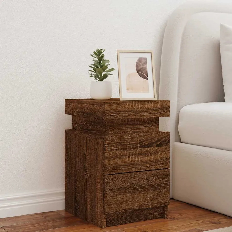 Table de chevet avec lumières LED chêne marron 35x39x55 cm - 3