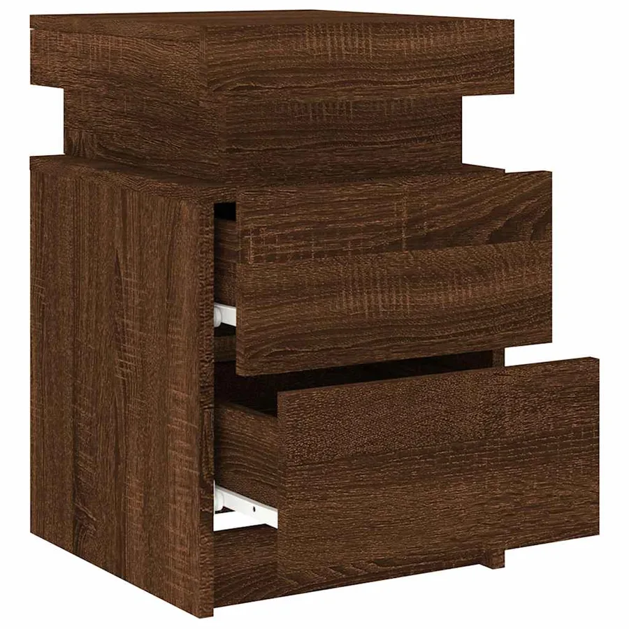 Table de chevet avec lumières LED chêne marron 35x39x55 cm - 6
