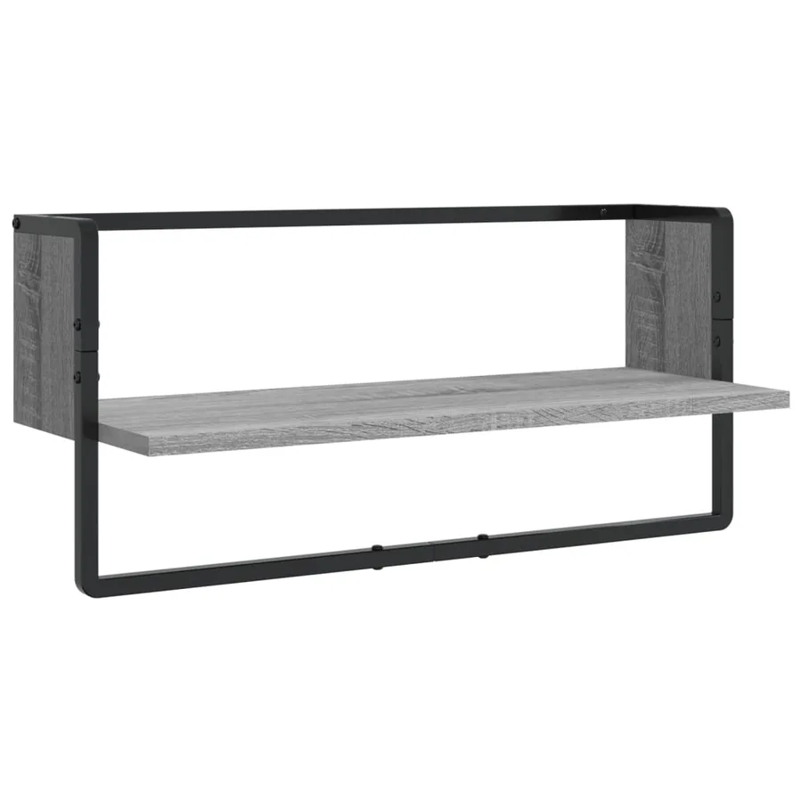 Ensemble d'étagères murales avec barres 6 pcs sonoma gris - 14