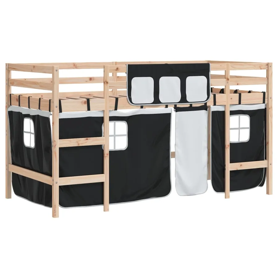 Lit mezzanine pour enfants avec rideaux sans matelas 80x200 cm - 2
