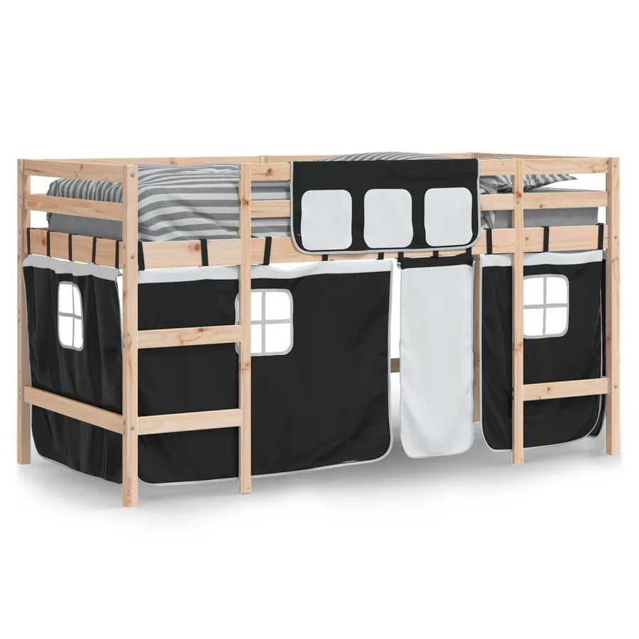 Lit mezzanine pour enfants avec rideaux sans matelas 80x200 cm - 3