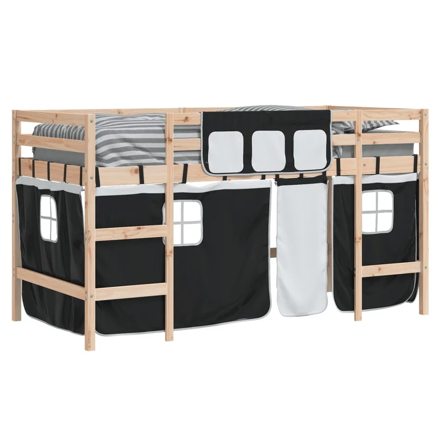 Lit mezzanine pour enfants avec rideaux sans matelas 80x200 cm - 4