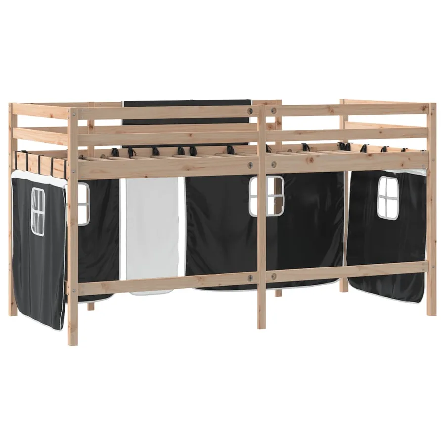 Lit mezzanine pour enfants avec rideaux sans matelas 80x200 cm - 9