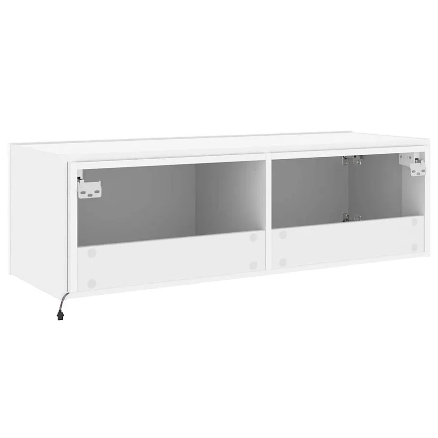 Meuble TV mural avec lumières LED blanc 100x35x31 cm - 11