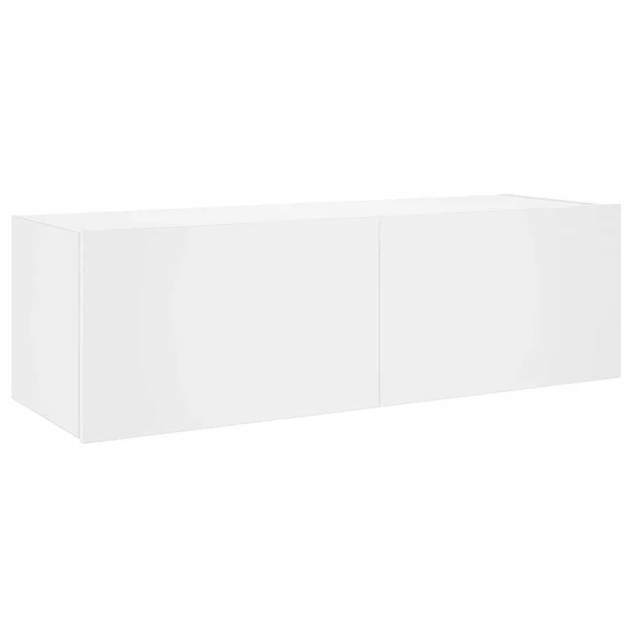 Meuble TV mural avec lumières LED blanc 100x35x31 cm - 3