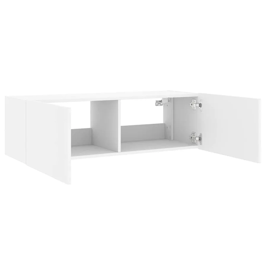 Meuble TV mural avec lumières LED blanc 100x35x31 cm - 8