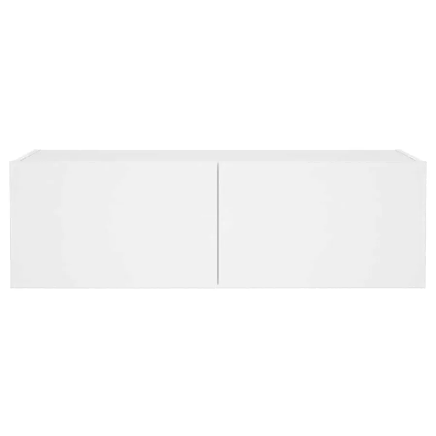 Meuble TV mural avec lumières LED blanc 100x35x31 cm - 9