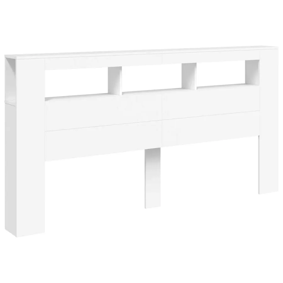 Tête de lit à LED blanc 200x18,5x103,5 cm bois d'ingénierie - 5