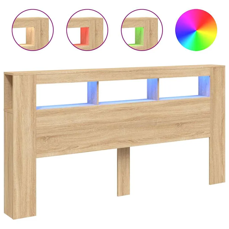 Tête de lit à LED chêne sonoma 200x18,5x103,5cm bois ingénierie - 2