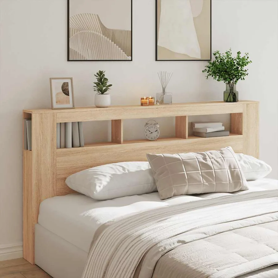 Tête de lit à LED chêne sonoma 200x18,5x103,5cm bois ingénierie - 3