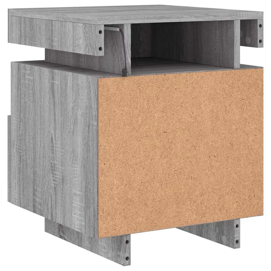 Armoire de chevet avec lumières LED sonoma gris 40x39x48,5 cm - 7