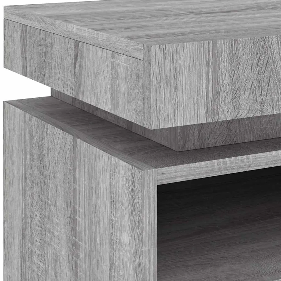 Armoire de chevet avec lumières LED sonoma gris 40x39x48,5 cm - 9