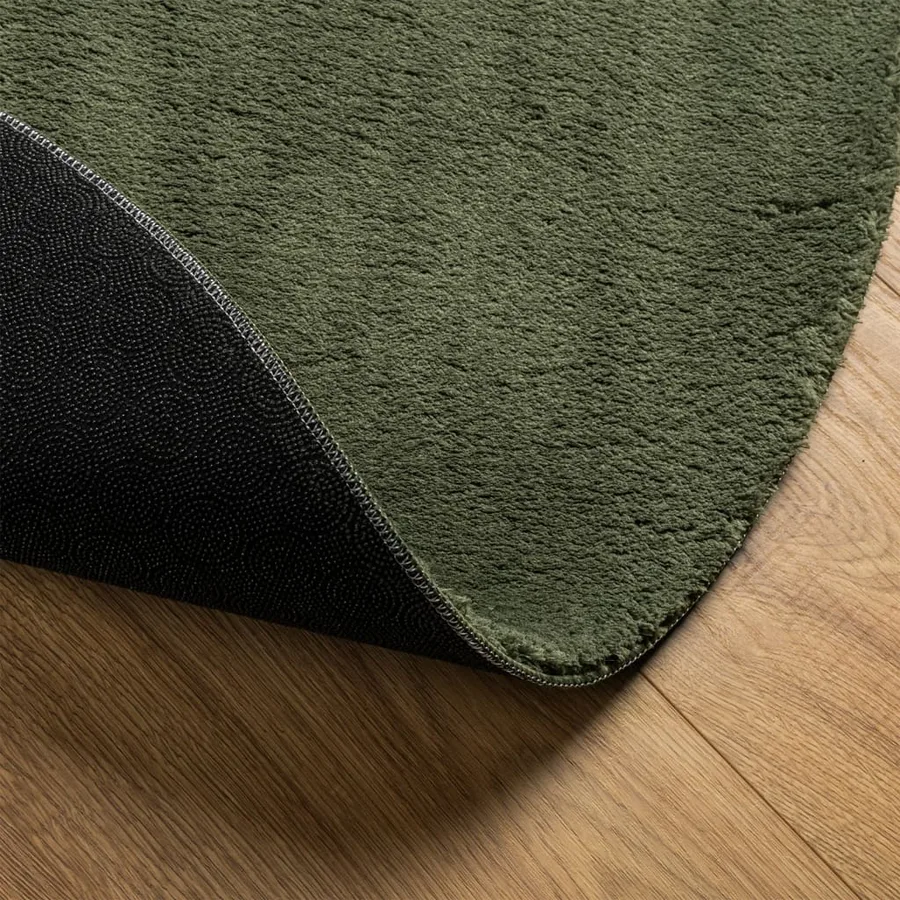 Tapis HUARTE à poils courts doux et lavable vert forêt Ø 120 cm - 5