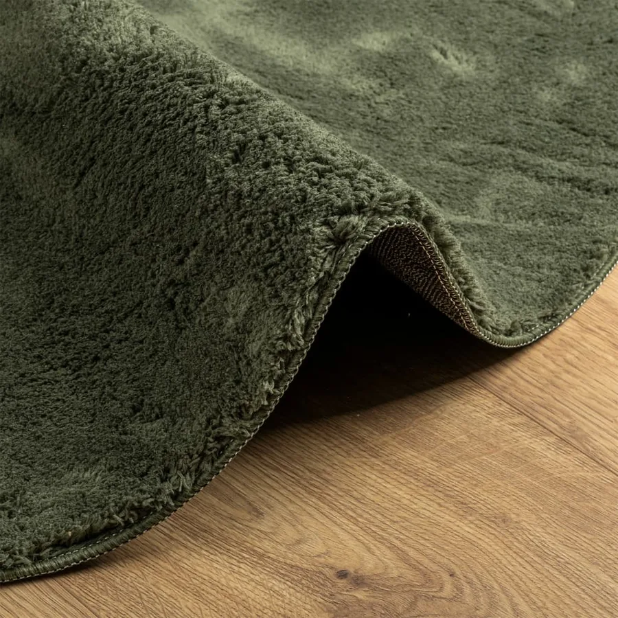 Tapis HUARTE à poils courts doux et lavable vert forêt Ø 120 cm - 6