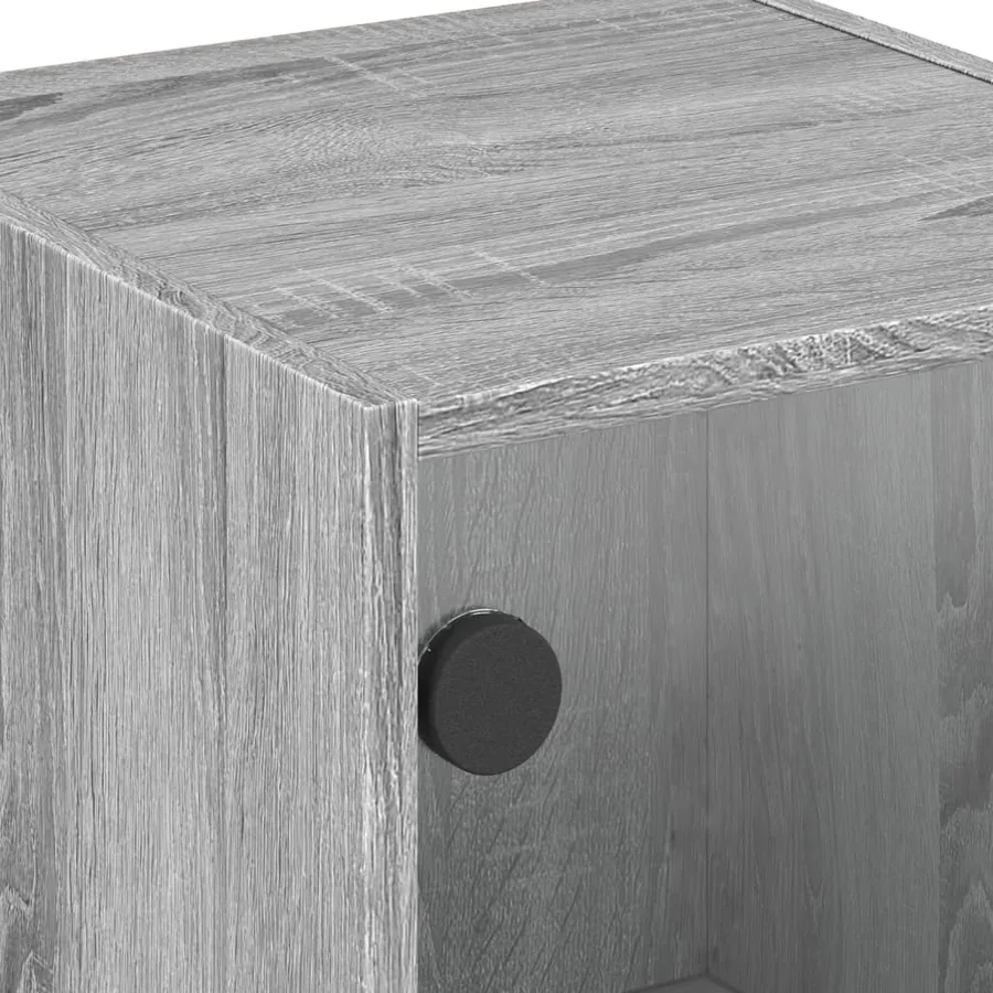 Tables de chevet et portes vitrées 2pcs sonoma gris 35x37x42cm - 10