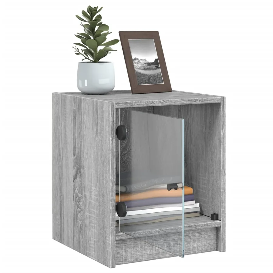 Tables de chevet et portes vitrées 2pcs sonoma gris 35x37x42cm - 5