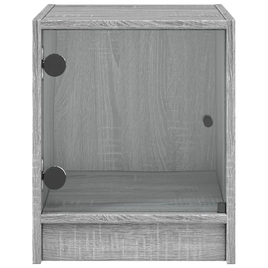 Tables de chevet et portes vitrées 2pcs sonoma gris 35x37x42cm - 7