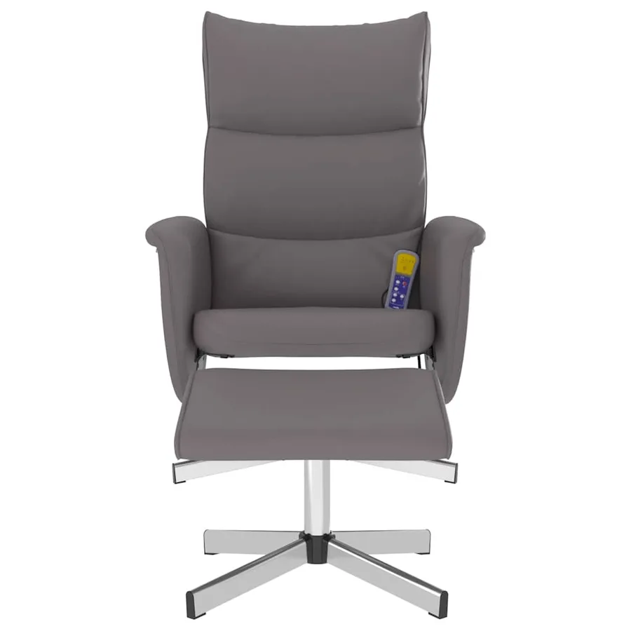 Fauteuil inclinable de massage avec repose-pied gris similicuir - 4