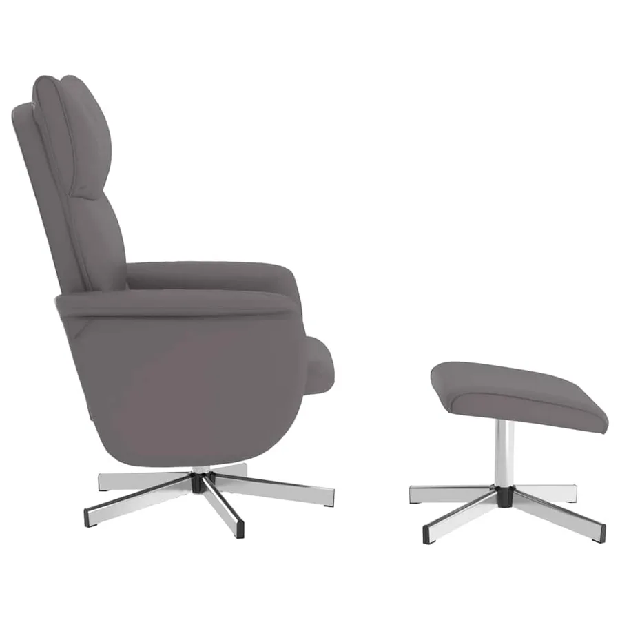 Fauteuil inclinable de massage avec repose-pied gris similicuir - 5