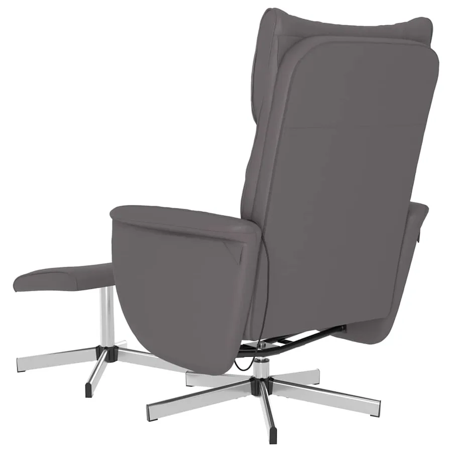 Fauteuil inclinable de massage avec repose-pied gris similicuir - 6