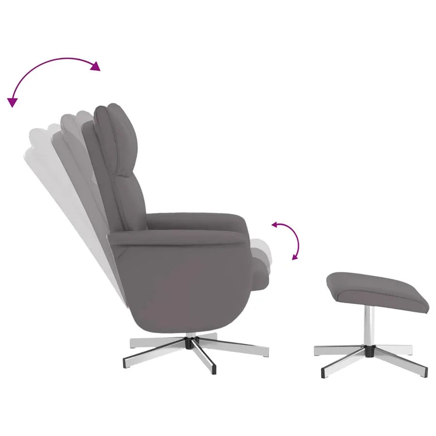 Fauteuil inclinable de massage avec repose-pied gris similicuir - 7