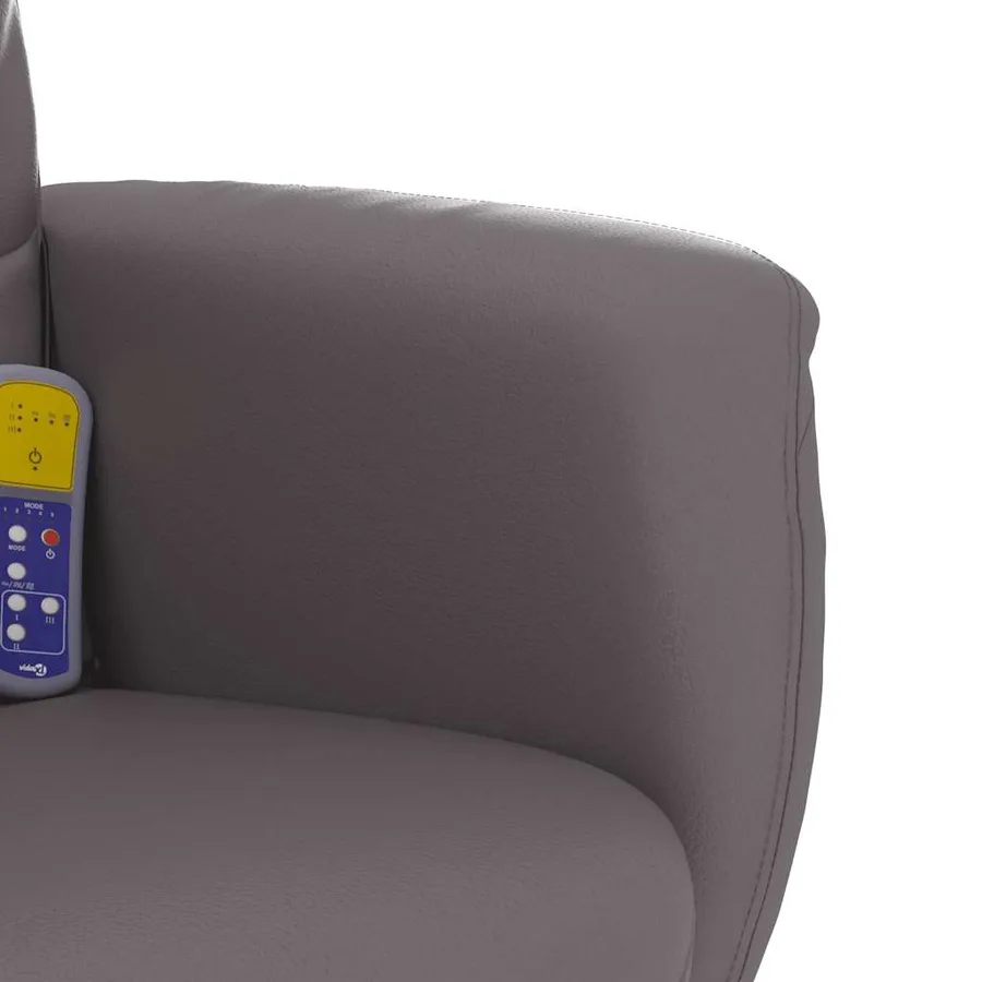 Fauteuil inclinable de massage avec repose-pied gris similicuir - 8