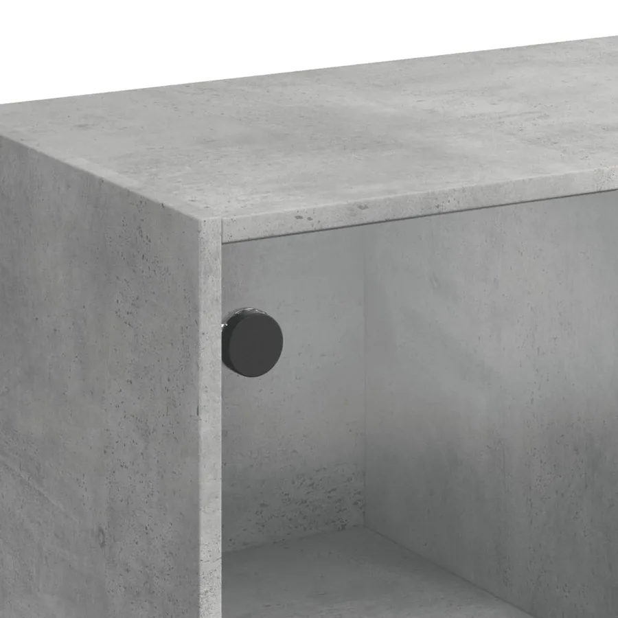 Bibliothèque avec portes gris béton 136x37x142 cm - 10