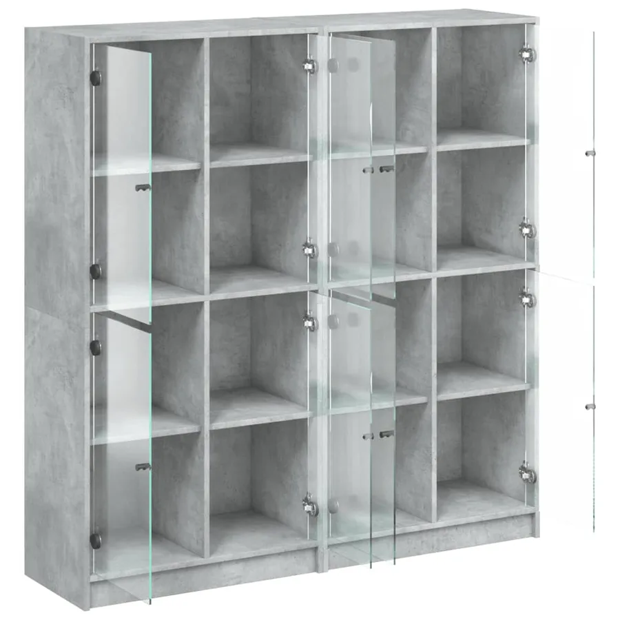 Bibliothèque avec portes gris béton 136x37x142 cm - 6