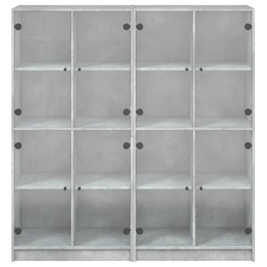 Bibliothèque avec portes gris béton 136x37x142 cm - 7