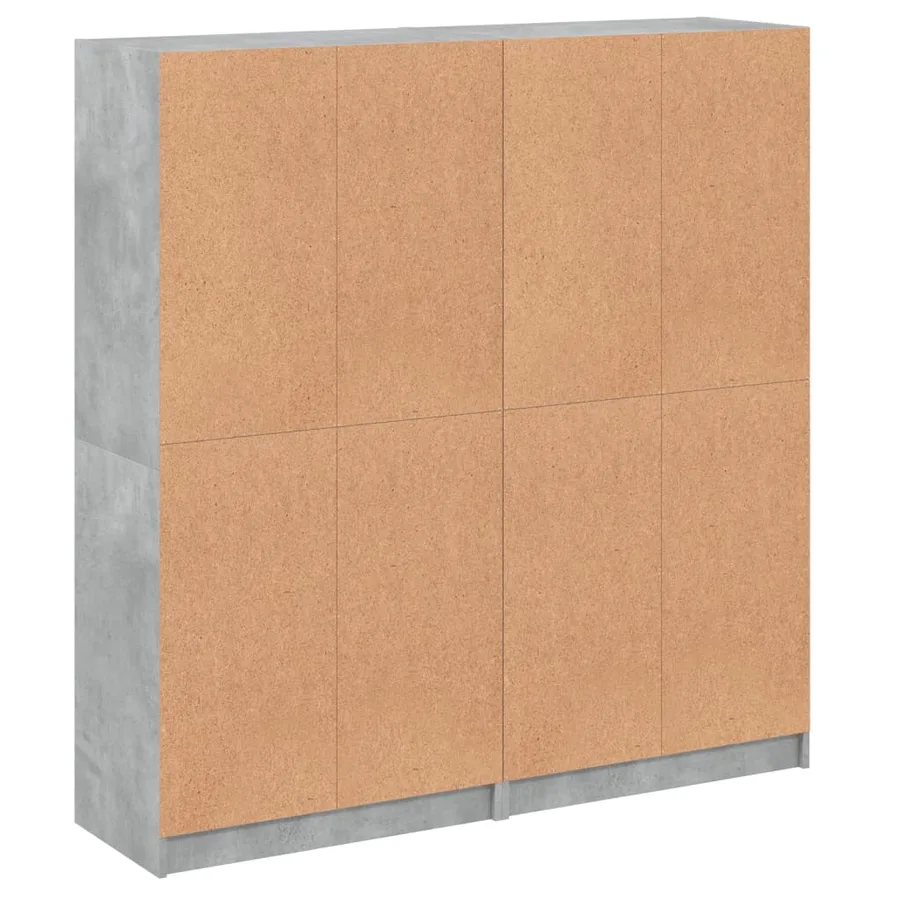 Bibliothèque avec portes gris béton 136x37x142 cm - 9