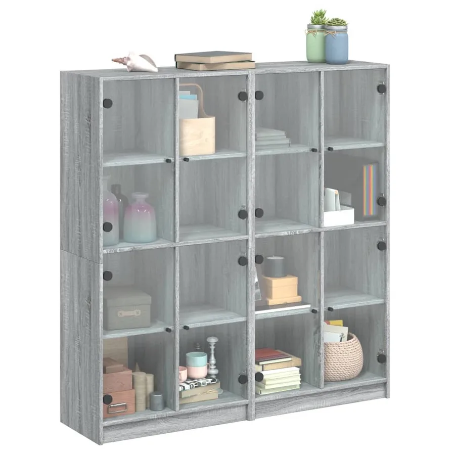Bibliothèque avec portes sonoma gris 136x37x142 cm - 5