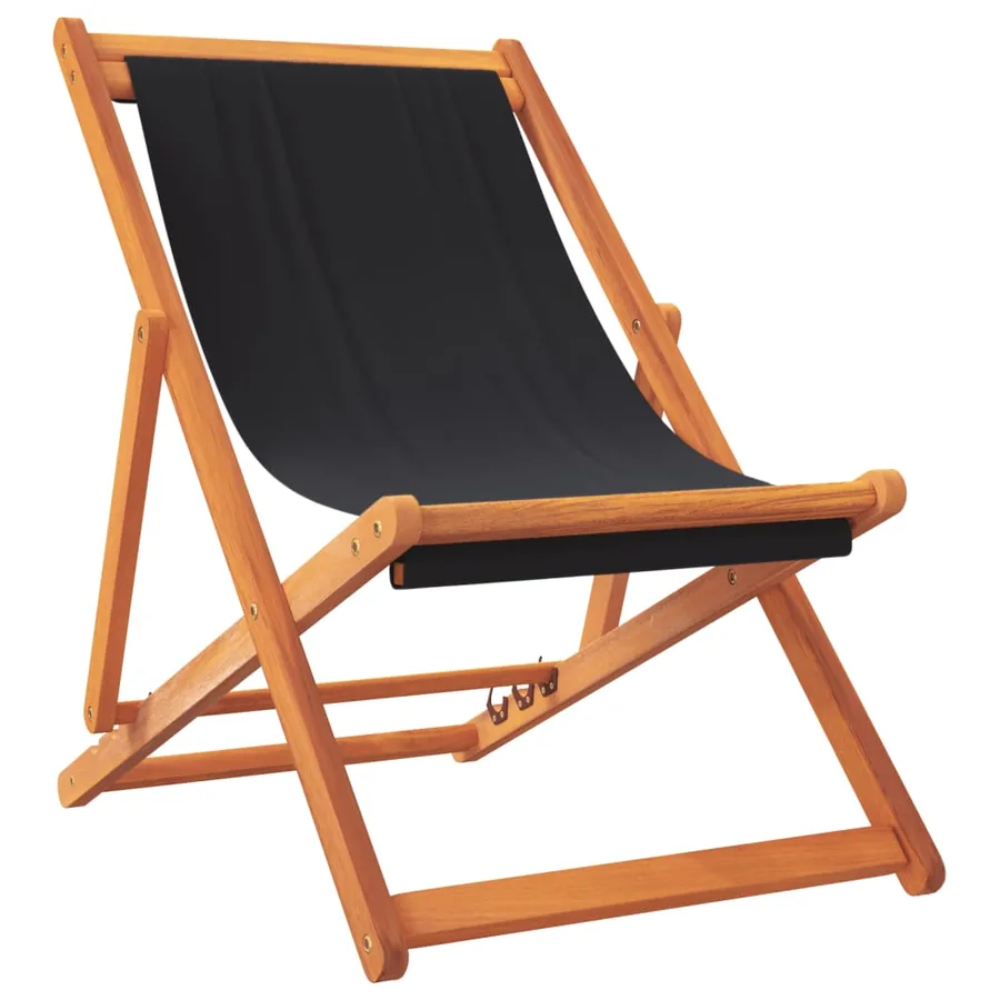 Chaises de plage pliables lot de 2 noir tissu - 3