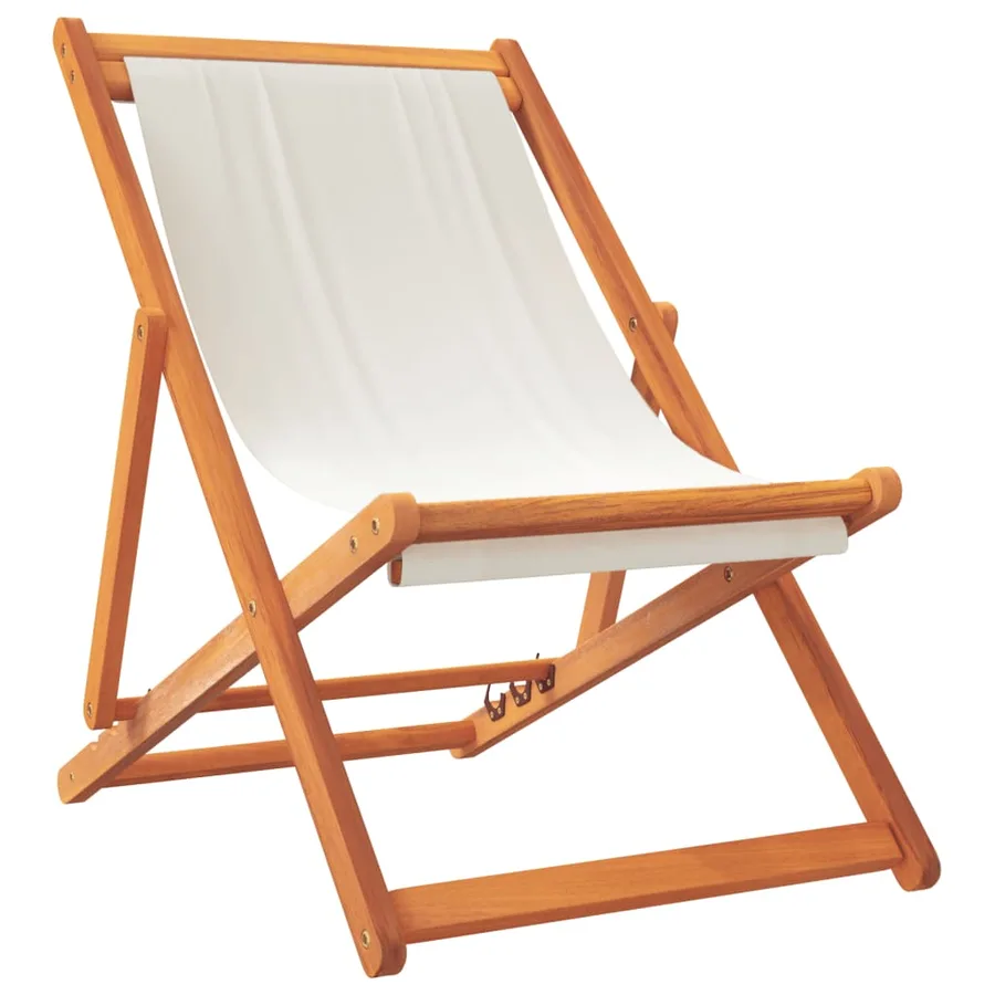 Chaises de plage pliables lot de 2 blanc crème tissu - 3