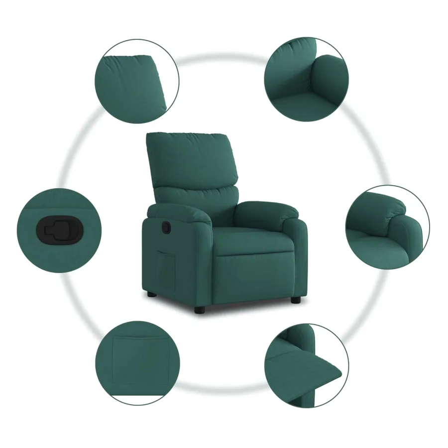 Fauteuil inclinable Vert foncé Tissu - 7